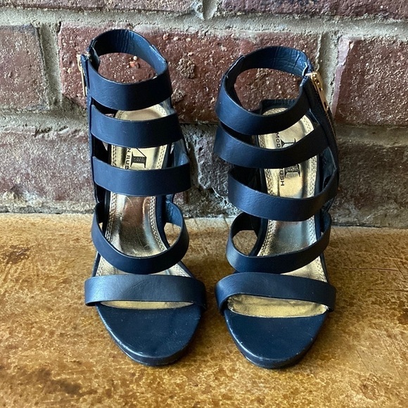 Modern‎ Rush Navy leather strappy heel sandals - Picture 2 of 8